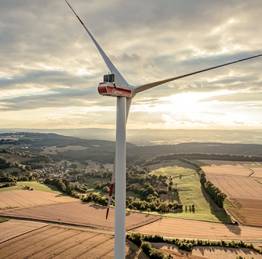 Die Energiegenossenschaft Prokon betreibt 69 Windparks mit 398 Windenergieanlagen – wie im 2020 in Betrieb genommenen Windpark Langwieden bei Kaiserslautern.