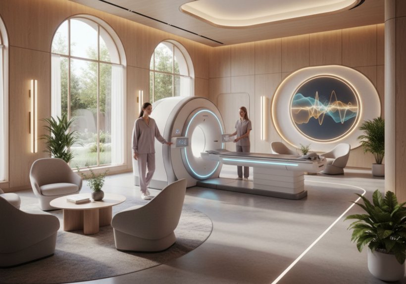 Die Vision von Beyond Imaging: MRT-Untersuchungen finden in einer angenehmen Umgebung statt. Die Vision von Beyond Imaging: MRT-Untersuchungen finden in einer angenehmen Umgebung statt.