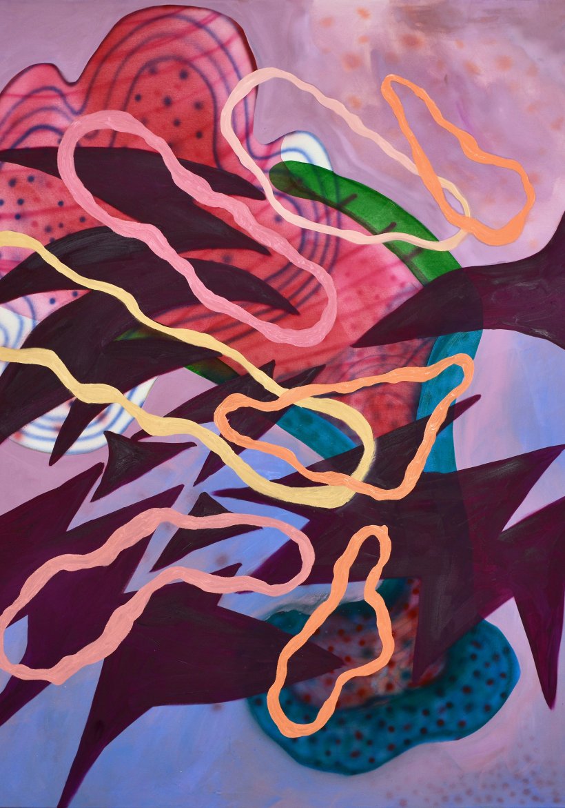 Smoke Rings, Airbrush und Öl auf Leinwand, 190 x 160 cm, 2021 (Detail) Smoke Rings, Airbrush und Öl auf Leinwand, 190 x 160 cm, 2021 (Detail)