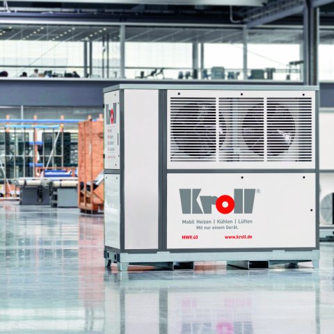 Die MWK40 ist eine mobile Luft-Luft-Wärmepumpe der Kroll Energy GmbH, die auf Knopfdruck sowohl heizen als auch kühlen kann. 